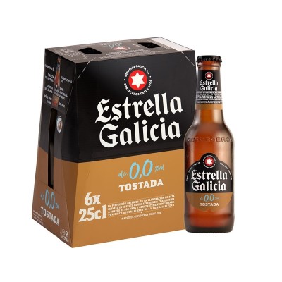 Estrella Galicia 0,0 Tostada Pack 6Bt 25CL Estrella Galicia 0,0 Tostada Pack 6Bt 25CL