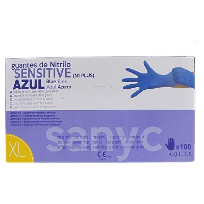 Guante Nitrilo Azul Sensitive Talla XL 100U