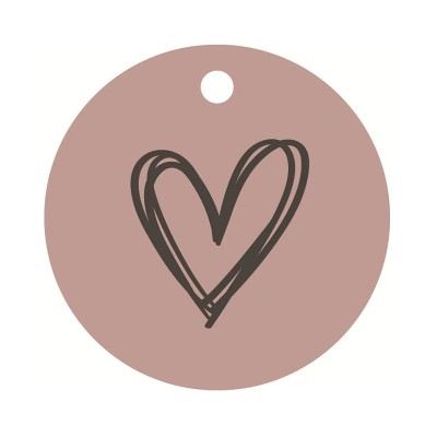 Retif Etiqueta Perforada Corazón 5,3CM Rosa y Negra