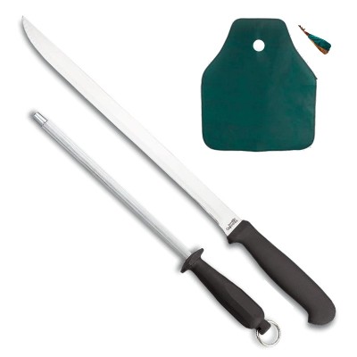 Set de Cuchillo + Afilador + Funda de Jamón