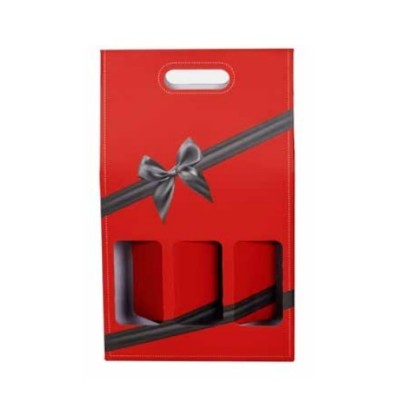 Caja de Cartón Roja Decorada Con Ventana 3BT