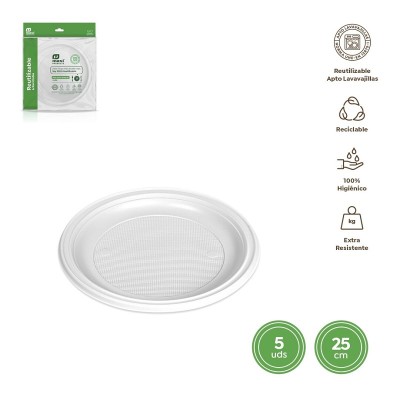 Maxi Plato Plástico Reutilizables 25CM 5U