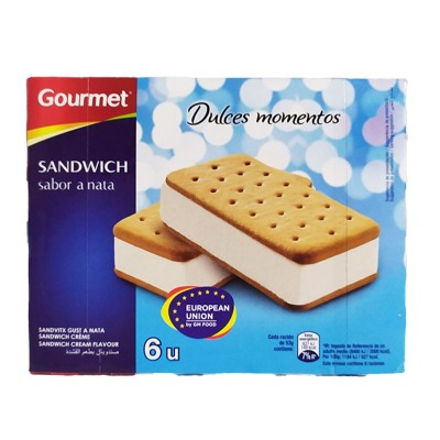 Gourmet Helado Sandwich Nata 318G 6U