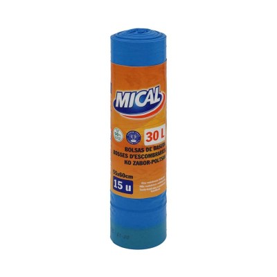 Mical Bolsa Basura Azul 30L 15U