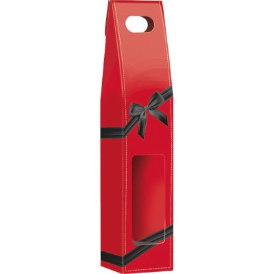 Caja de Cartón Roja Decorada Con Ventana 1BT