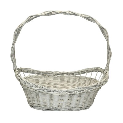 Cesta de Mimbre Blanca Con Asa
