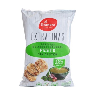 El Granero Tortitas Extrafinas de Arroz Integral Pesto 60G